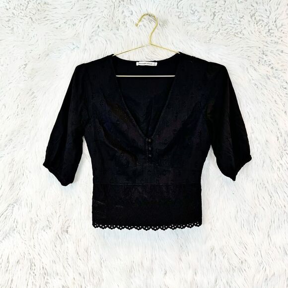 Abercrombie & Fitch embroidered lace trim boho blouse - Picture 2 of 6